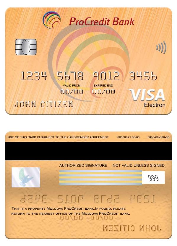 Moldova ProCredit Bank visa electron card